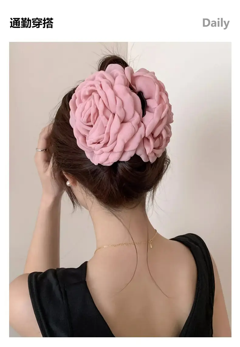 Pink French Rose Hairpin Clip for Women — feature 3