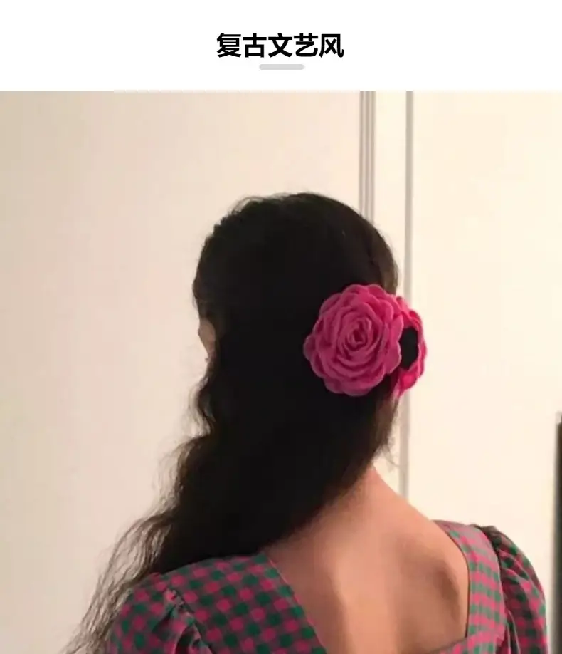 Pink French Rose Hairpin Clip for Women — feature 4