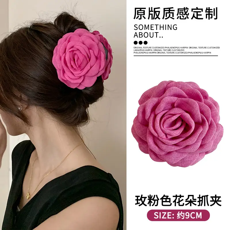 Pink French Rose Hairpin Clip for Women - Image 2