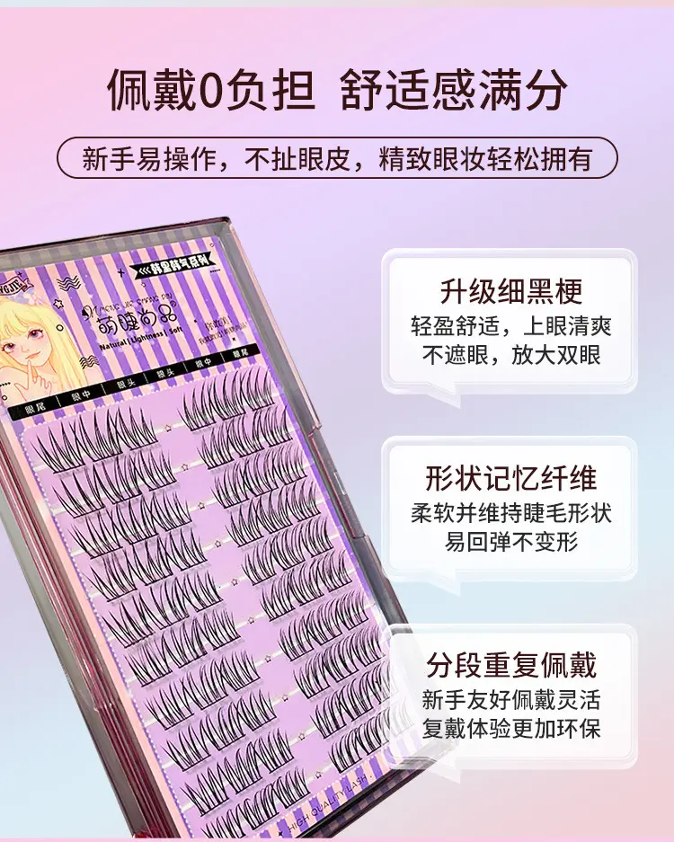 Korean Women False Eyelashes Natural Simulation Lazy Single Cluster Segmented Rich Daughter Eyelashes — feature 3