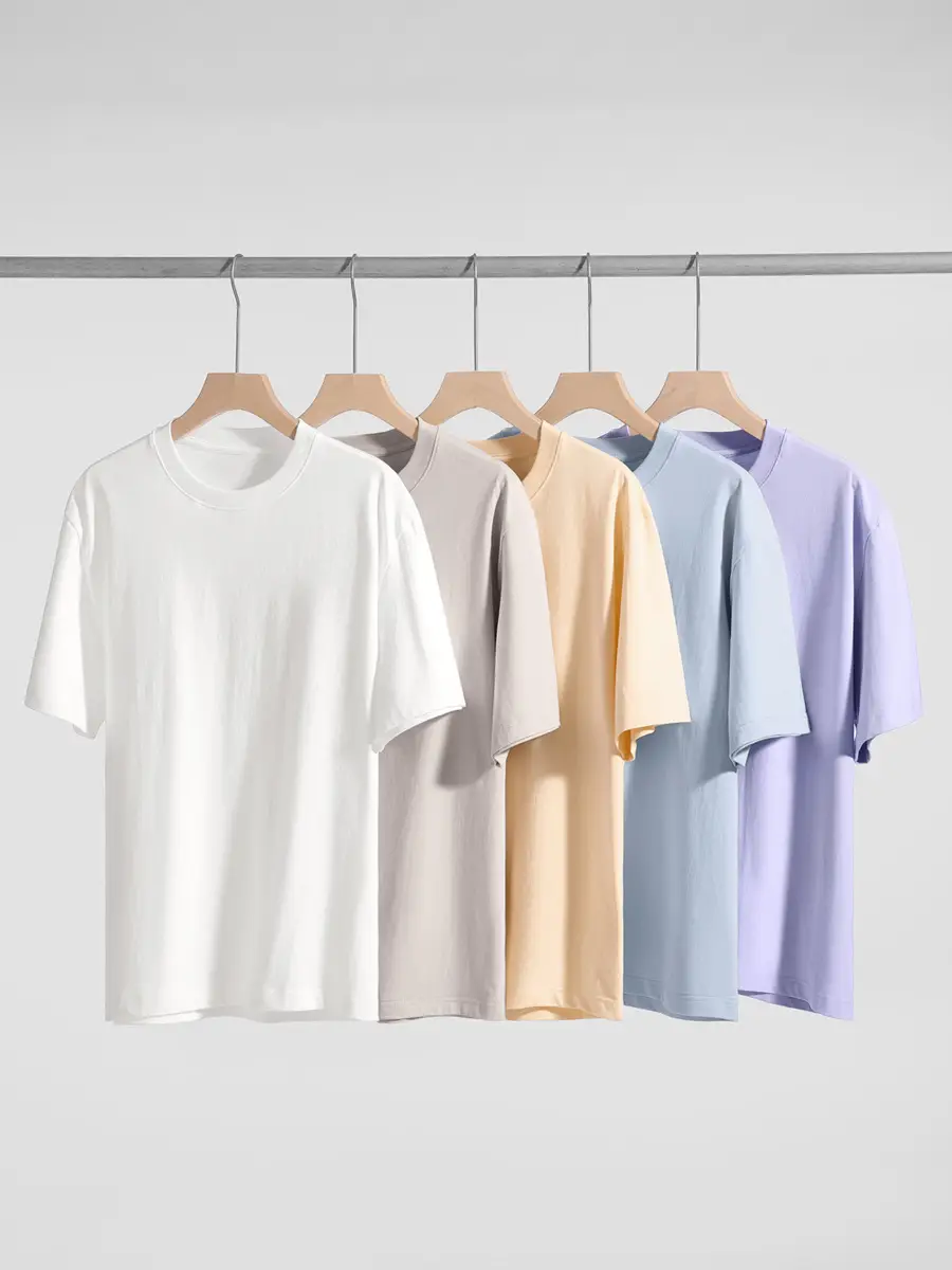 Men Cotton Navy T-Shirt Short Sleeve Plain - Image 20