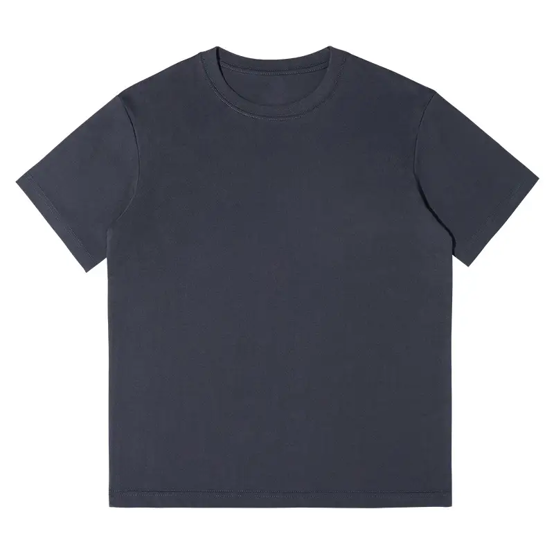 Men Cotton Navy T-Shirt Short Sleeve Plain - Image 6