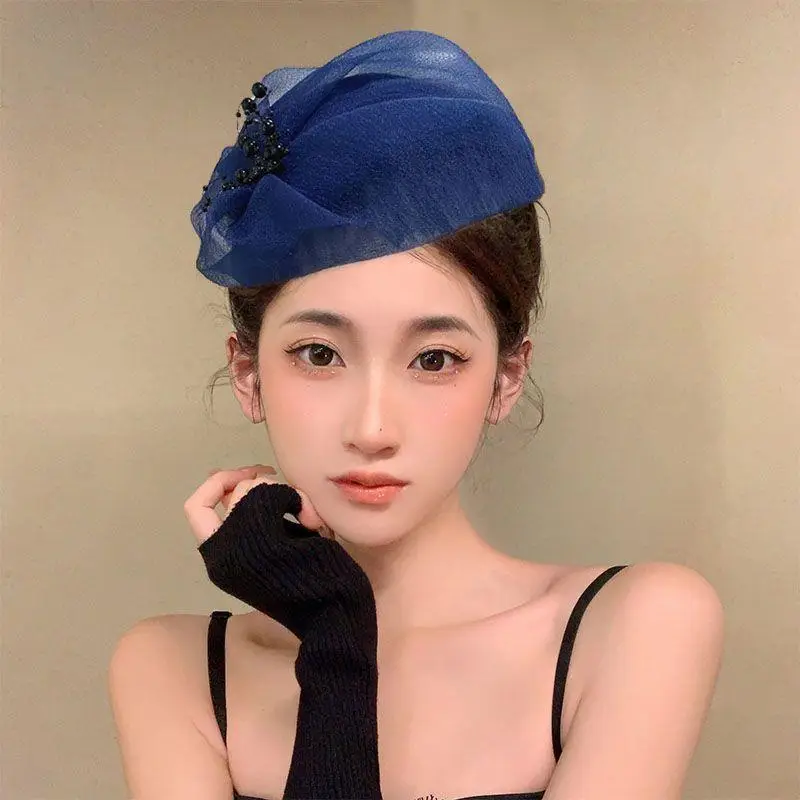 Purple Organza Hair Cover with Black Beads — feature 10