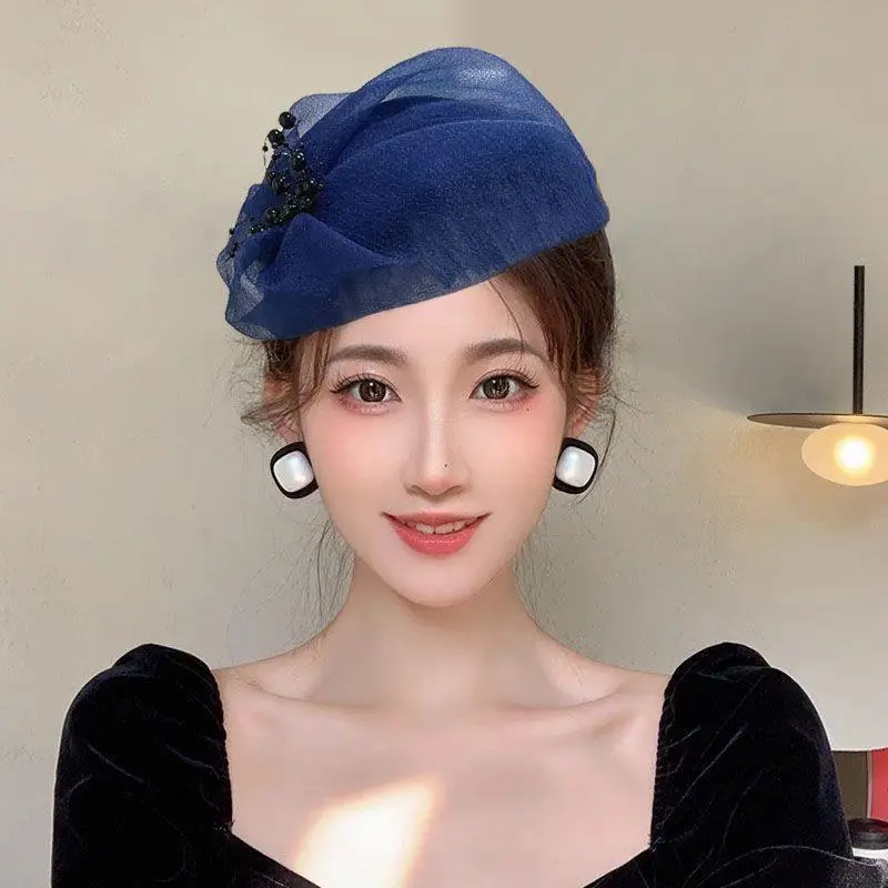 Purple Organza Hair Cover with Black Beads — feature 9