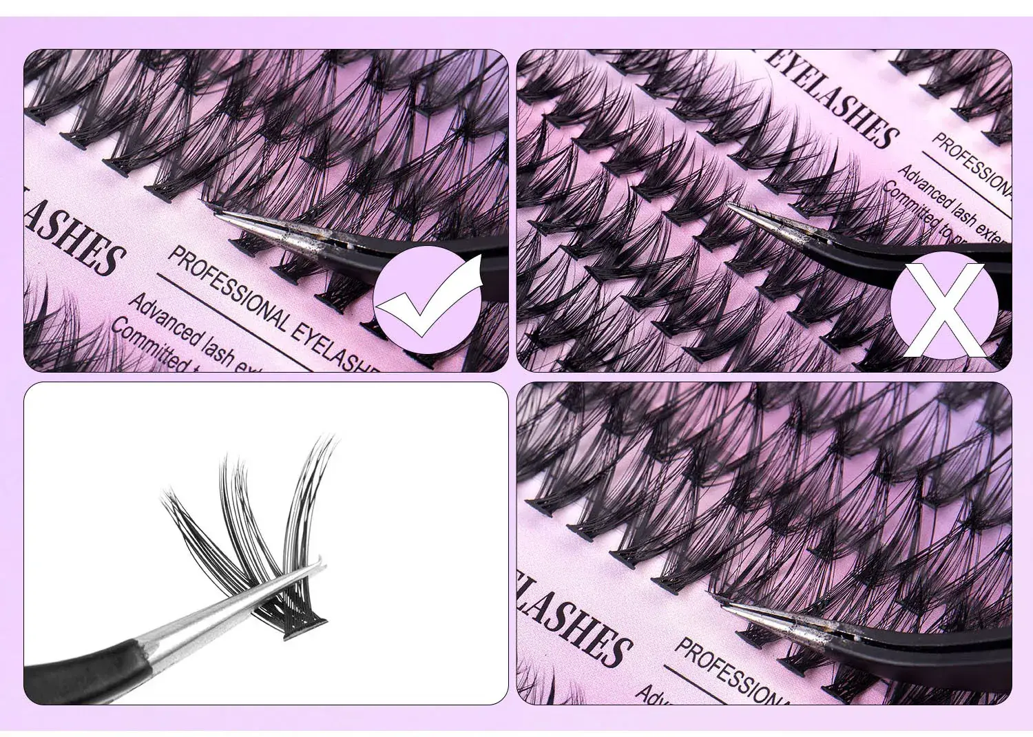 Pink False Eyelashes Set with 12 Rows & Hot Melt — feature 11