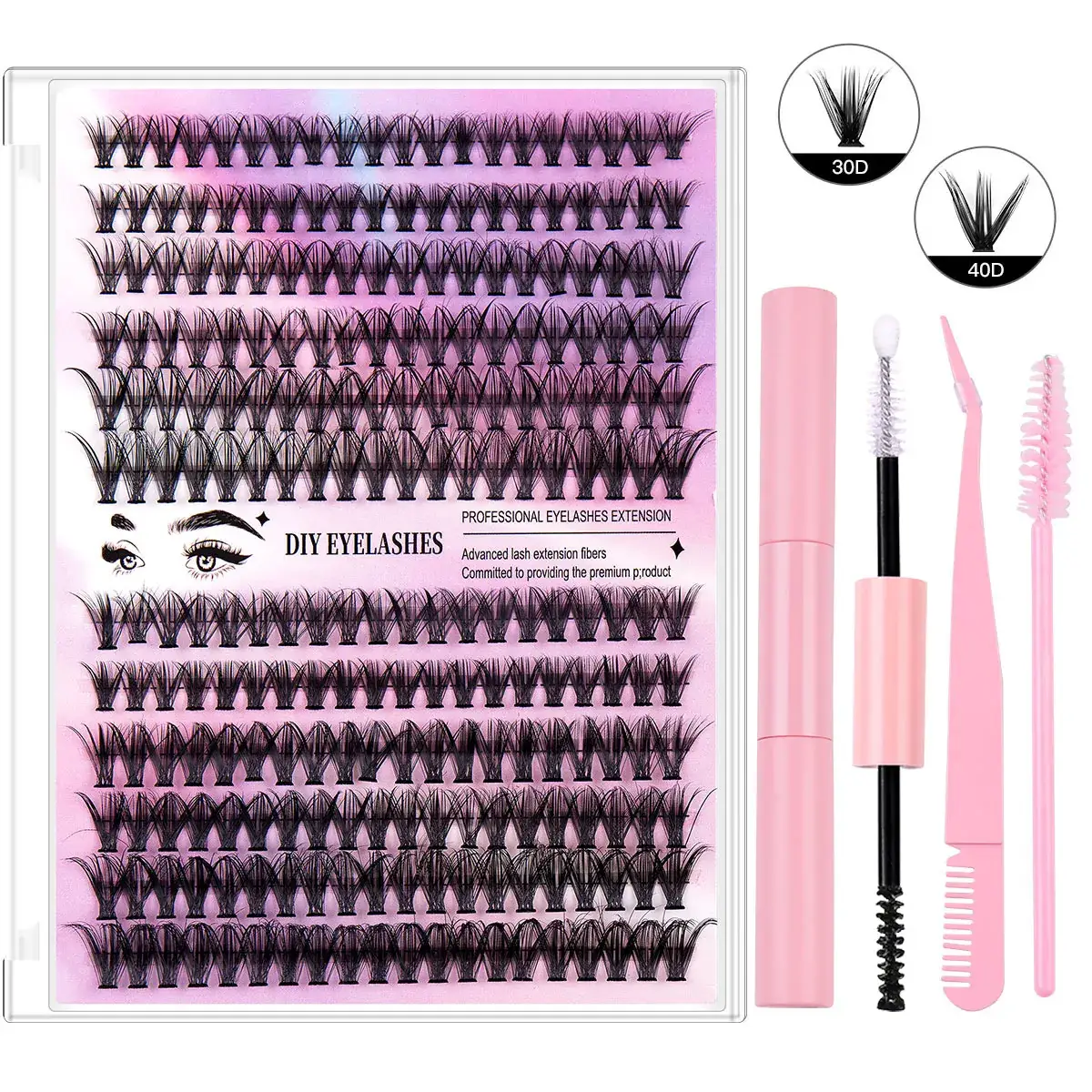 30D 40D pink double-headed rubber tweezers single brush