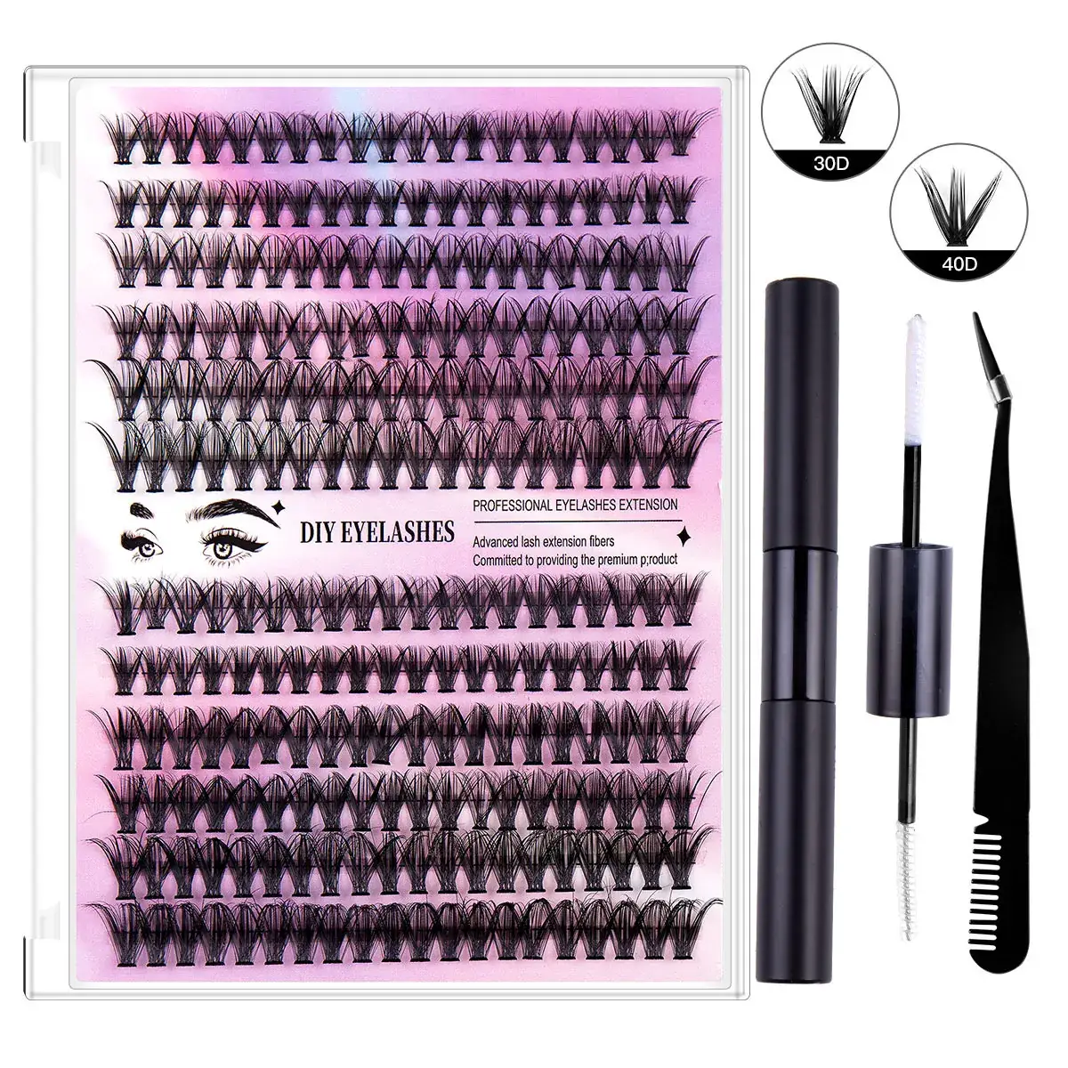 30D + 40D + black double-headed glue + black tweezers
