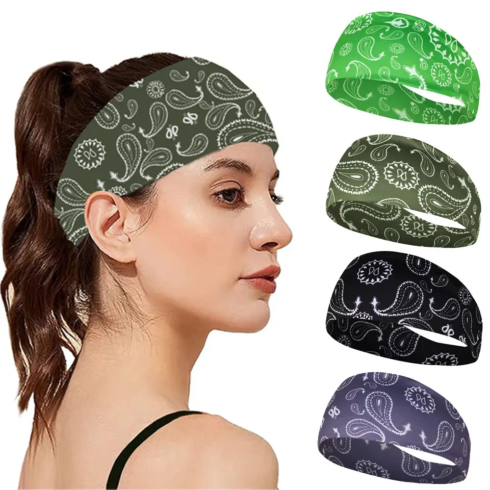 Black Paisley Sweat-Proof Running Headband - Image 12