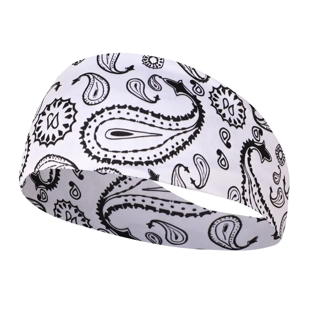 Black Paisley Sweat-Proof Running Headband - Image 4
