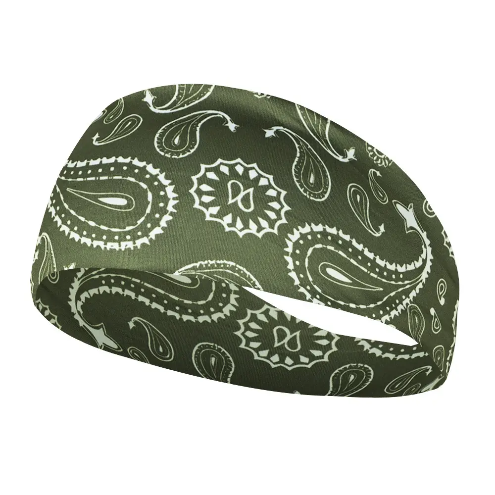 Black Paisley Sweat-Proof Running Headband - Image 2