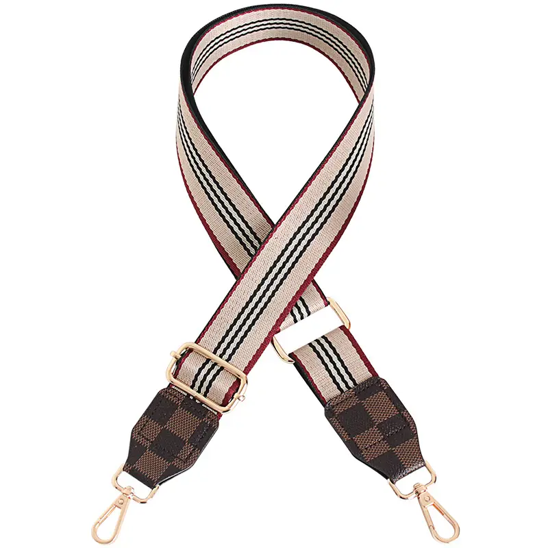 Women's Crossbody Bag with Adjustable Striped Leather Lining & Metal Clasp