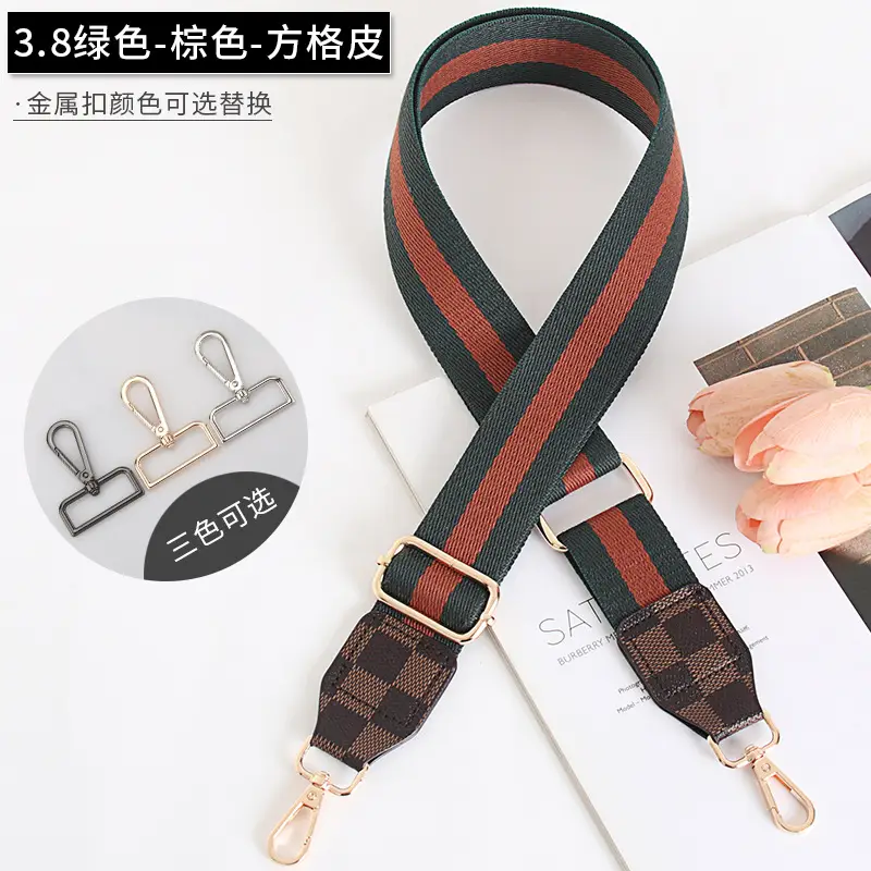 Women's Crossbody Bag with Adjustable Striped Leather Lining & Metal Clasp