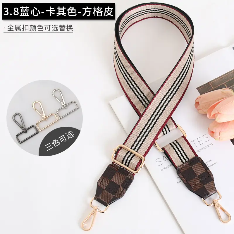 Women's Crossbody Bag with Adjustable Striped Leather Lining & Metal Clasp