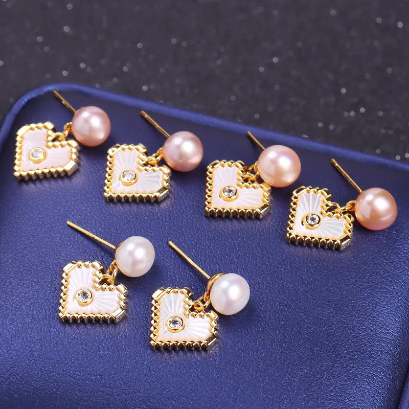 Heart-shaped Pearl Earrings for Women Gold Plated — feature 12