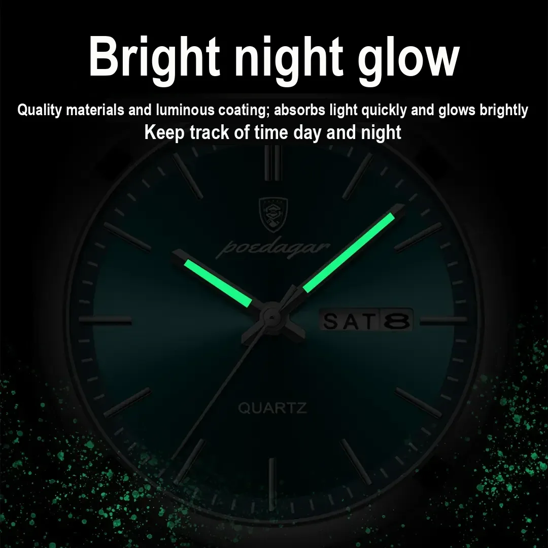 Men’s Quartz Watch, 30 m Water Resistance, Green Dial - Image 12