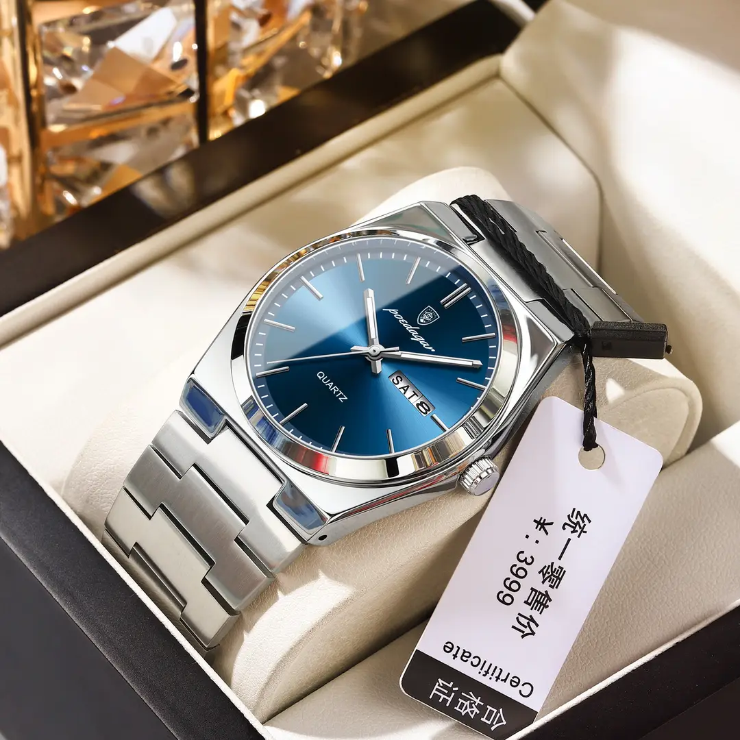 P930 silver shell blue surface steel belt