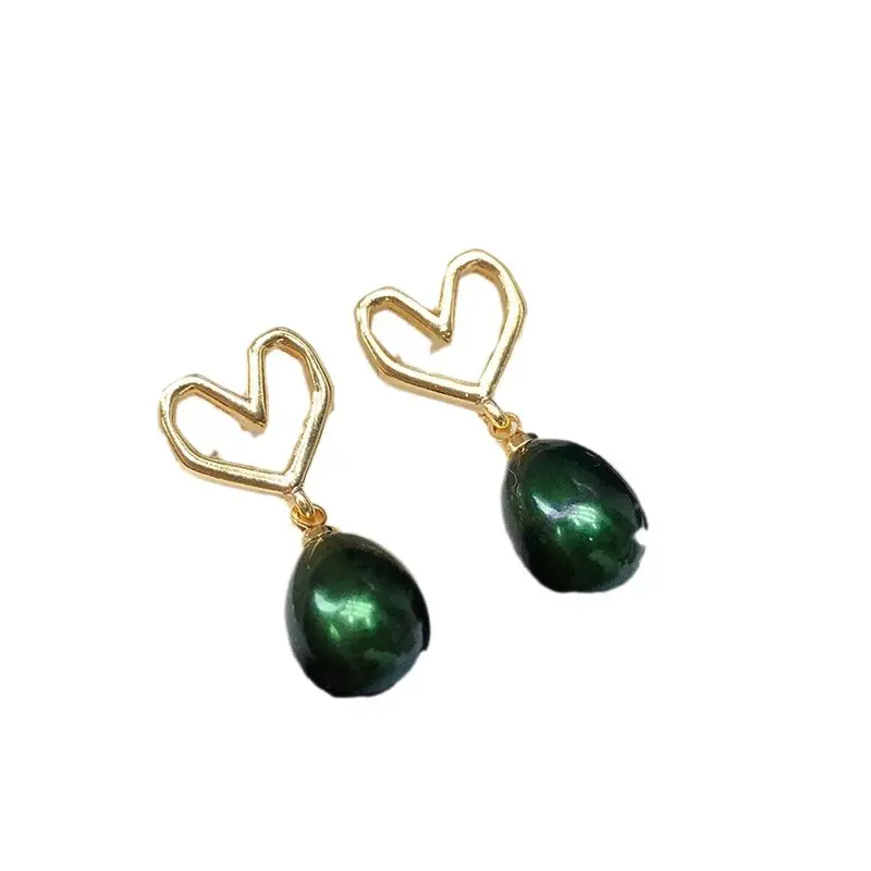 2024 Love Pearl Earrings Gold Heart Design - Image 7