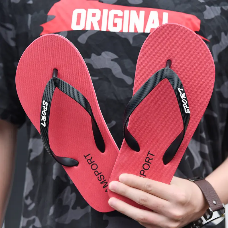 2024 Men Green PVC Flip Flops Beach Casual
