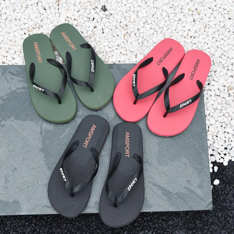2024 Men Green PVC Flip Flops Beach Casual