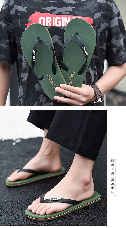 2024 Men Green PVC Flip Flops Beach Casual — feature 16