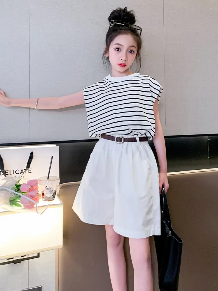 Girls Striped Sleeveless Shorts Summer 2024 - Image 4