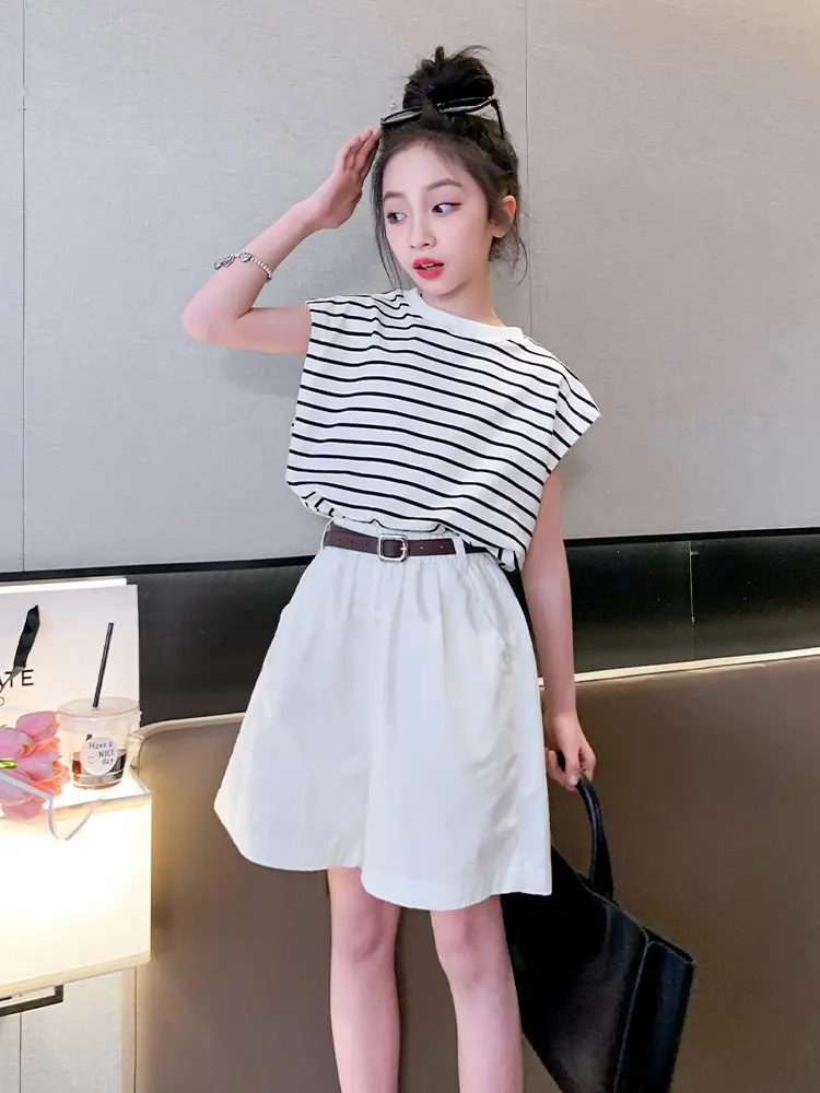 Girls Striped Sleeveless Shorts Summer 2024 - Image 5