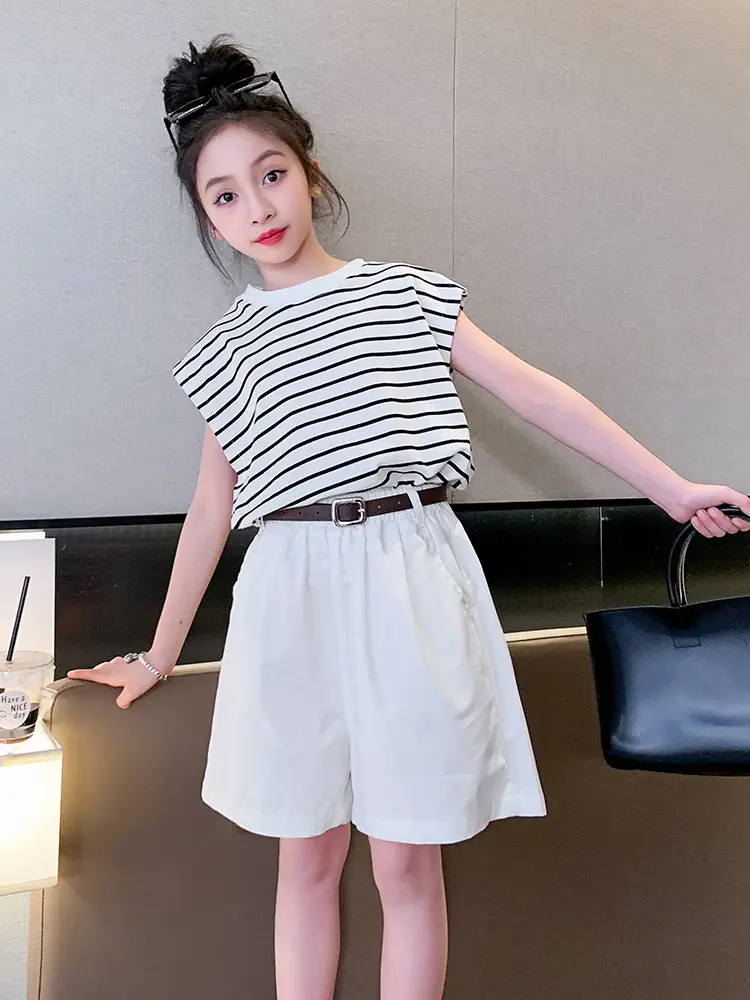 Girls Striped Sleeveless Shorts Summer 2024 - Image 7