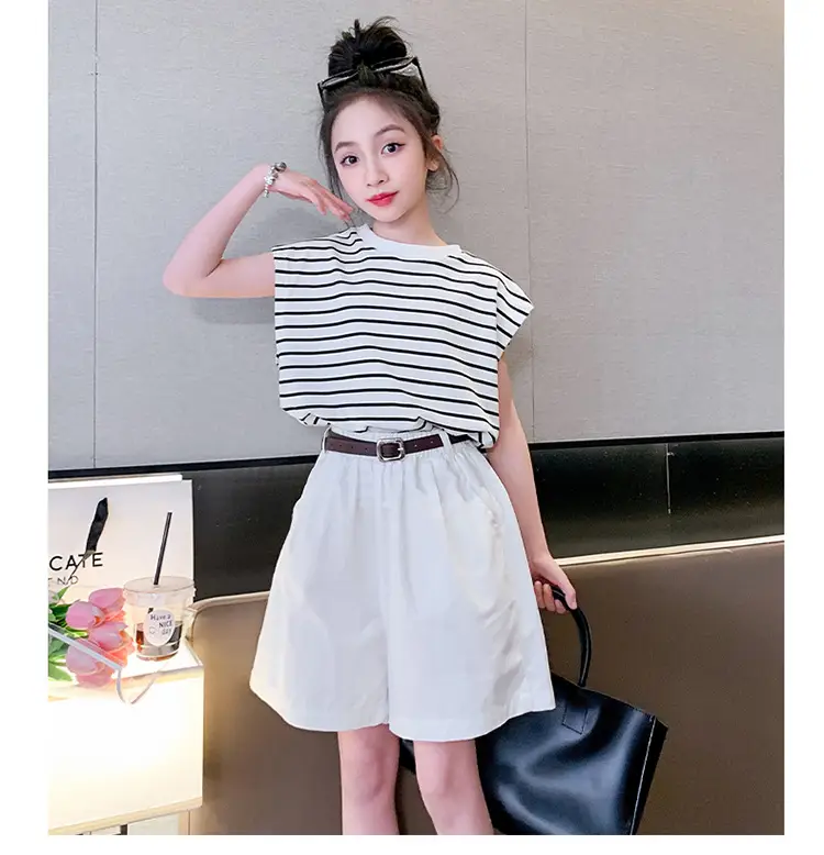 Girls Striped Sleeveless Shorts Summer 2024 — feature 11