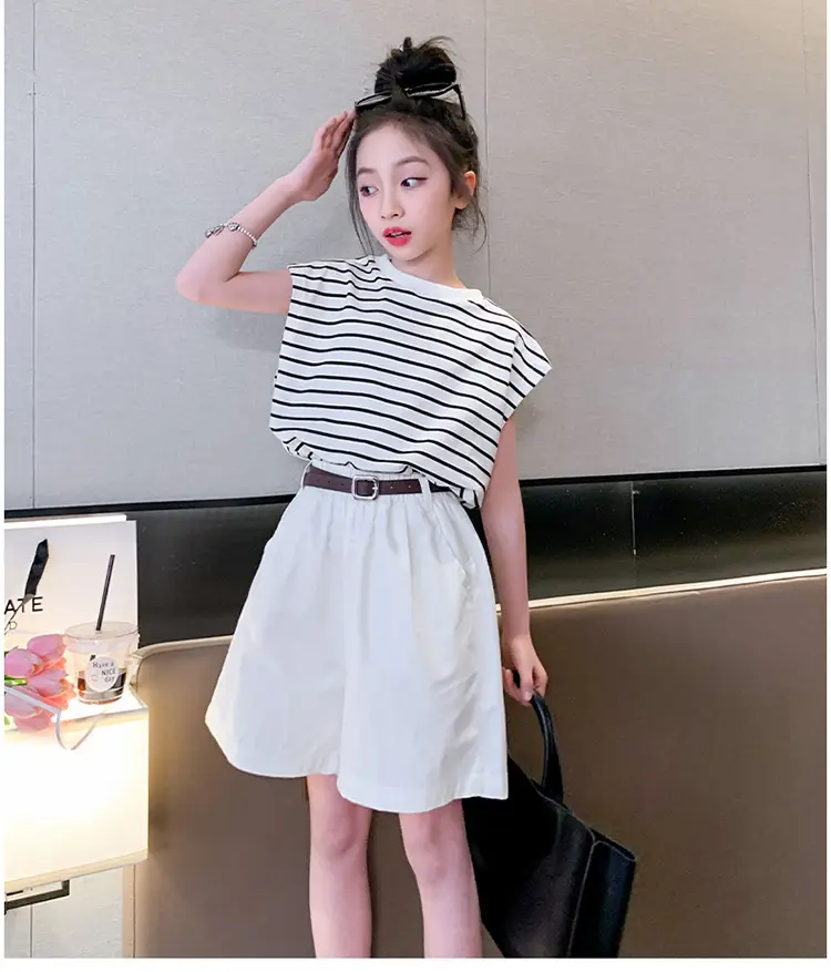 Girls Striped Sleeveless Shorts Summer 2024 — feature 12