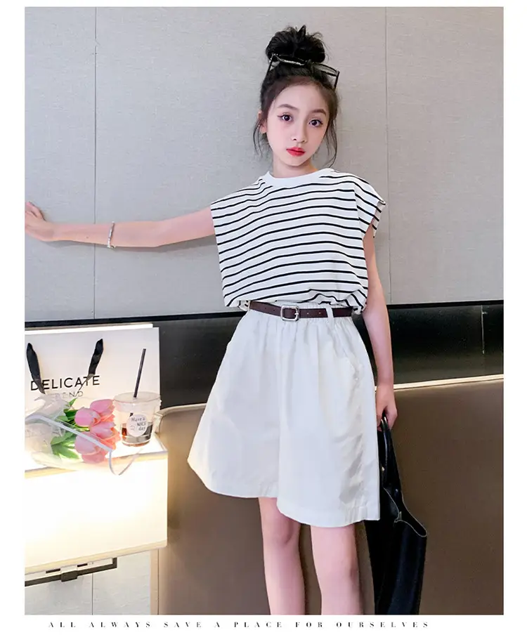 Girls Striped Sleeveless Shorts Summer 2024 — feature 13