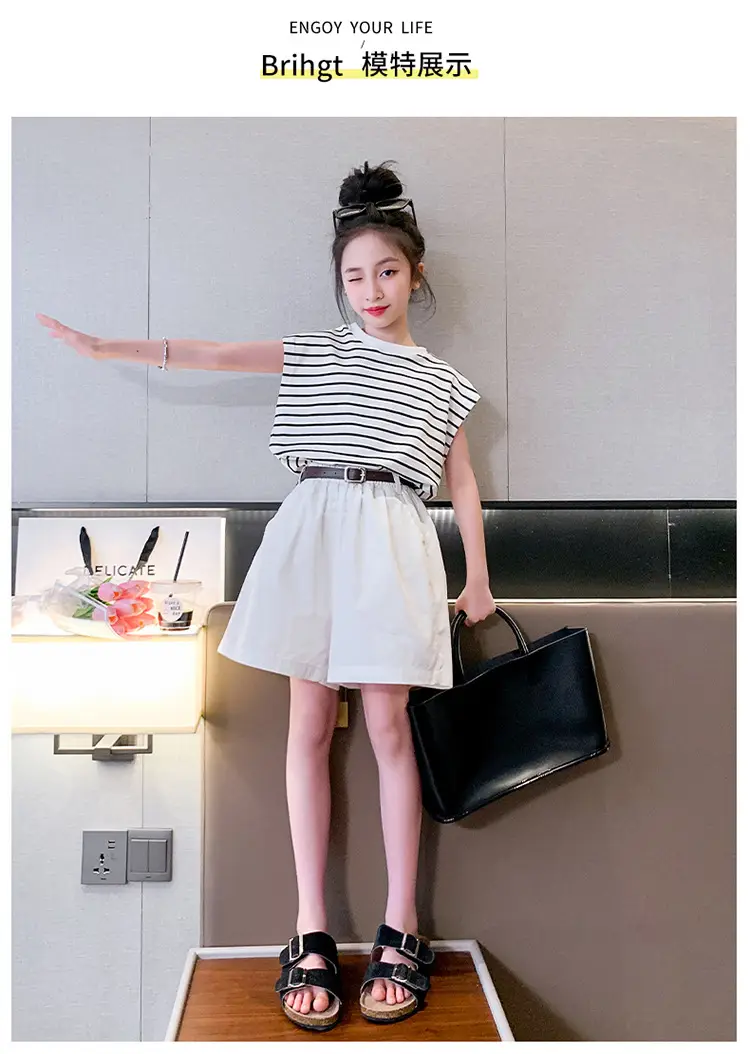 Girls Striped Sleeveless Shorts Summer 2024 — feature 9