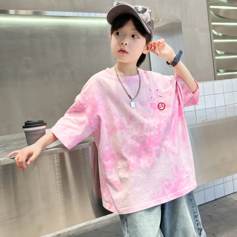Blue Printed Kids T-Shirt Medium Large Summer Casual Wear - Image 5