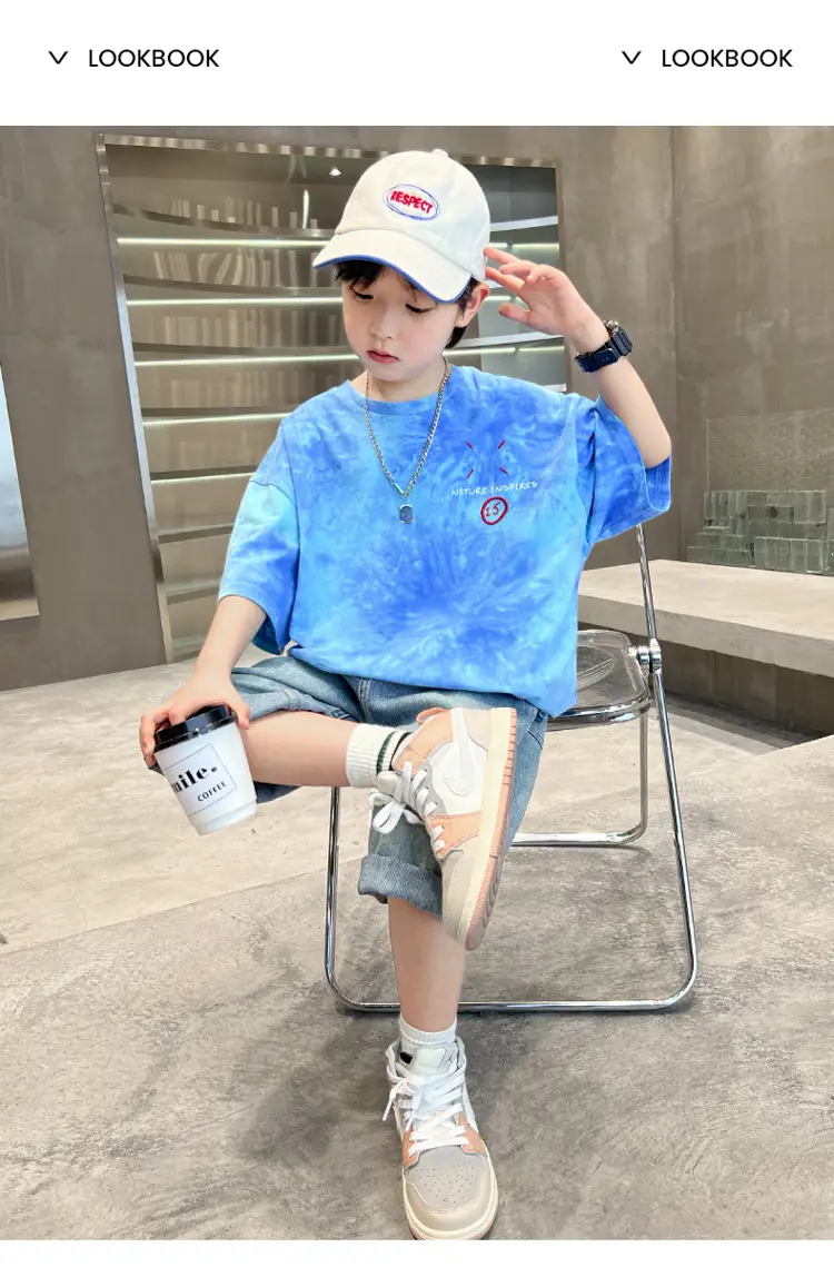 Blue Printed Kids T-Shirt Medium Large Summer Casual Wear — feature 12