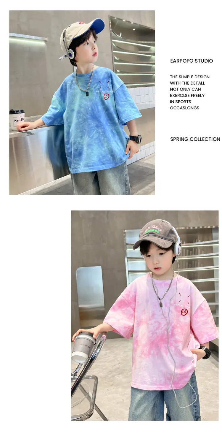 Blue Printed Kids T-Shirt Medium Large Summer Casual Wear — feature 13