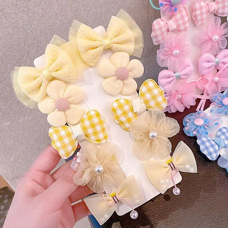 Children's Bow & Flower Hair Clips Set - Image 10