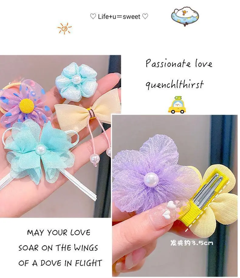 Children's Bow & Flower Hair Clips Set — feature 12
