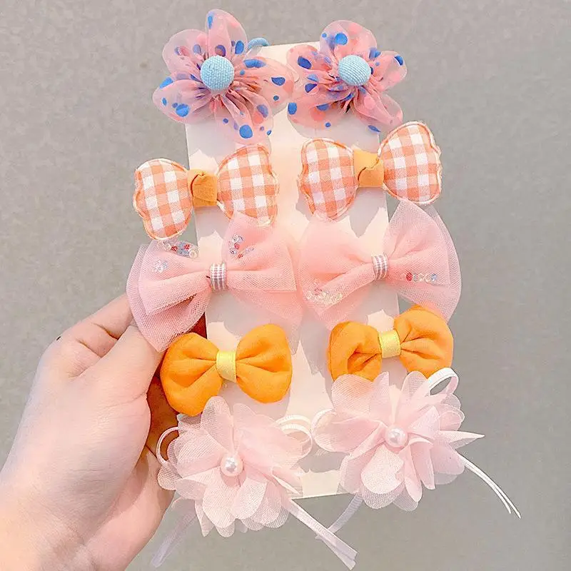 Children's Bow & Flower Hair Clips Set - Image 2