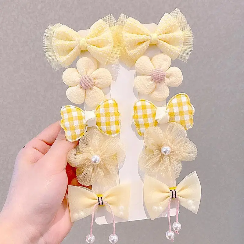 Children's Bow & Flower Hair Clips Set - Image 3