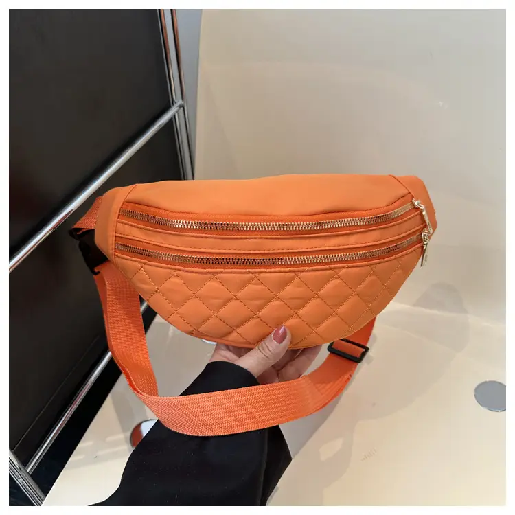 Women's Rhomboid Saddle Crossbody Bag White Nylon Spring 2024 - Image 7
