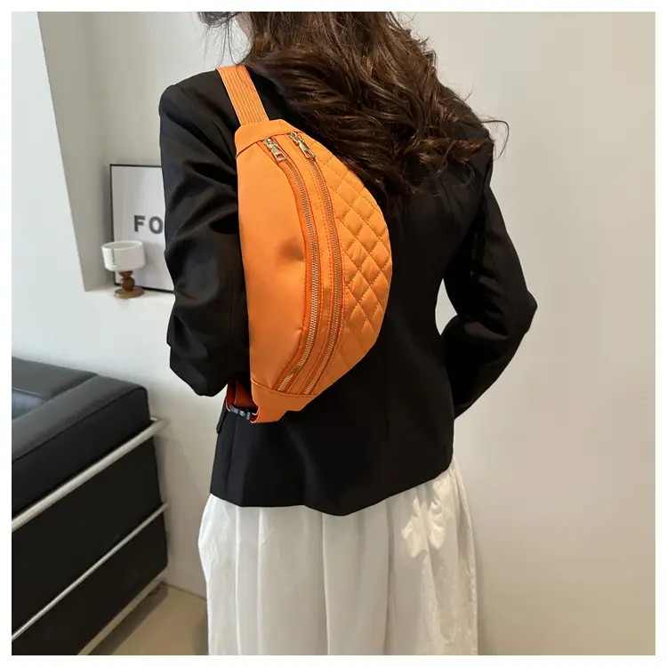 Women's Rhomboid Saddle Crossbody Bag White Nylon Spring 2024 — feature 10