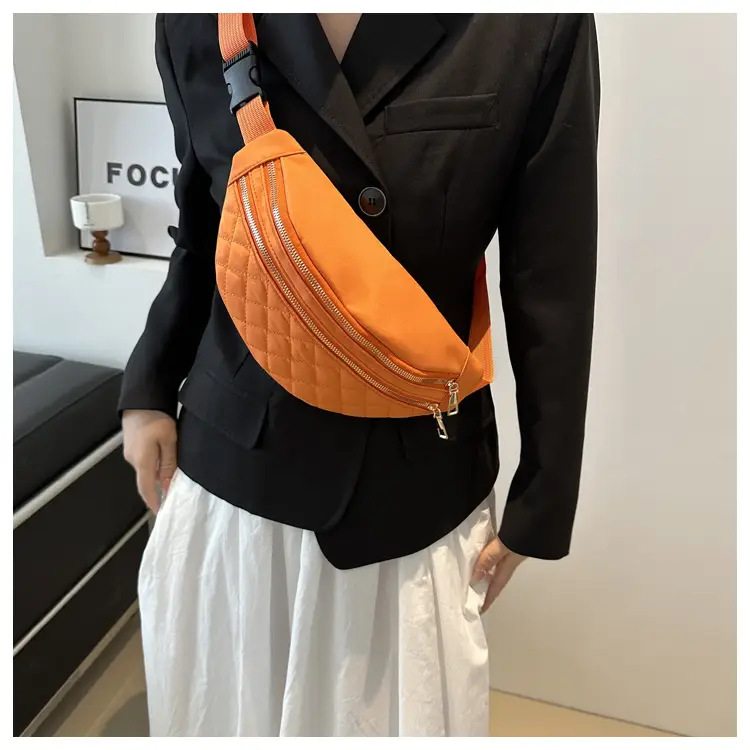 Women's Rhomboid Saddle Crossbody Bag White Nylon Spring 2024 — feature 11
