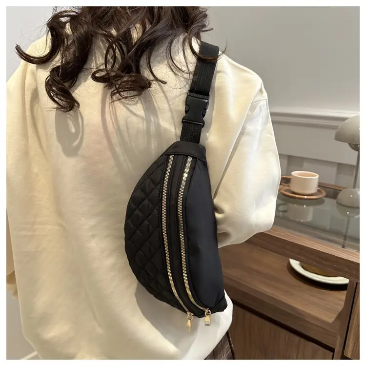 Women's Rhomboid Saddle Crossbody Bag White Nylon Spring 2024 — feature 18