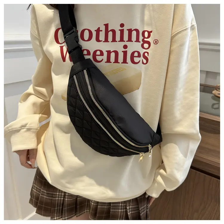 Women's Rhomboid Saddle Crossbody Bag White Nylon Spring 2024 — feature 19