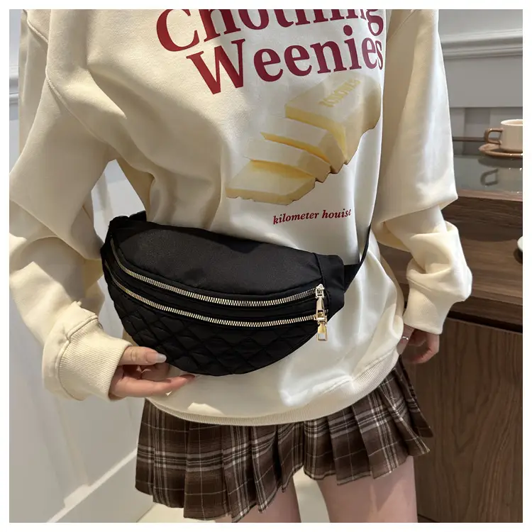 Women's Rhomboid Saddle Crossbody Bag White Nylon Spring 2024 — feature 21