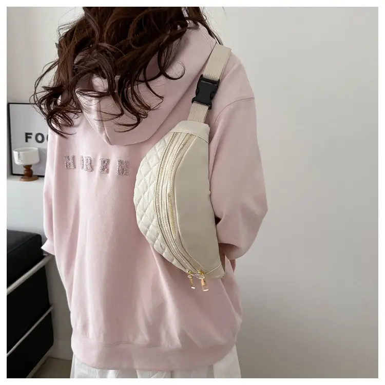 Women's Rhomboid Saddle Crossbody Bag White Nylon Spring 2024 — feature 22