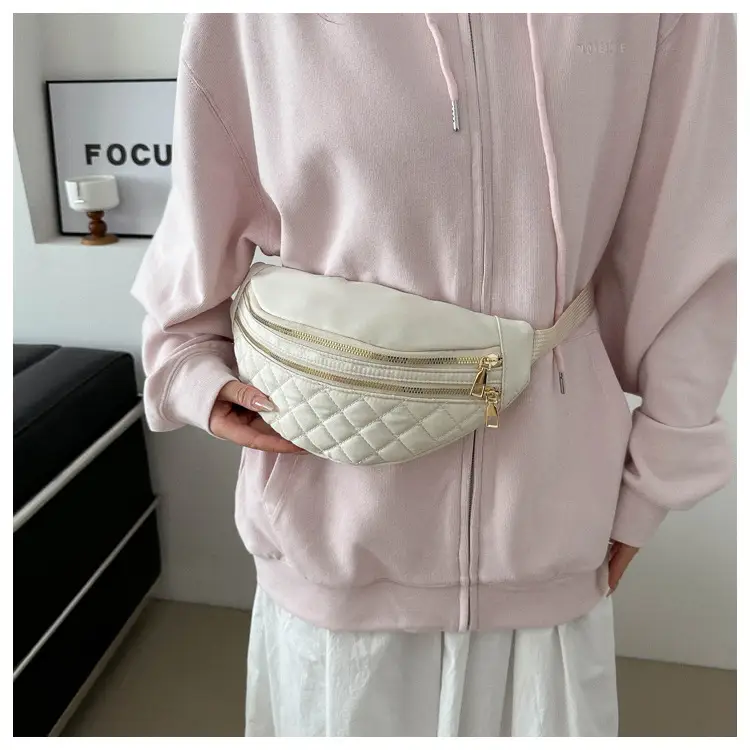 Women's Rhomboid Saddle Crossbody Bag White Nylon Spring 2024 — feature 25
