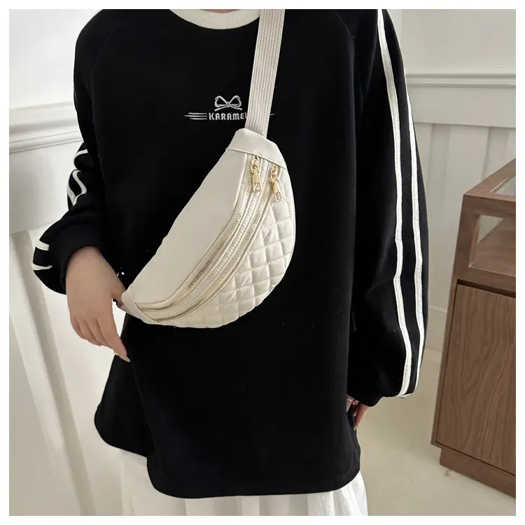 Women's Rhomboid Saddle Crossbody Bag White Nylon Spring 2024 — feature 27