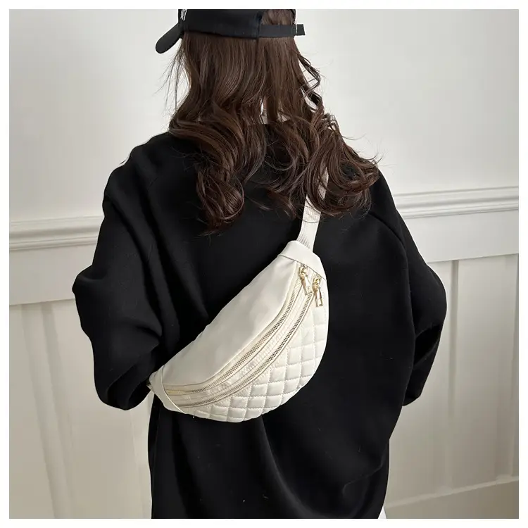 Women's Rhomboid Saddle Crossbody Bag White Nylon Spring 2024 — feature 28