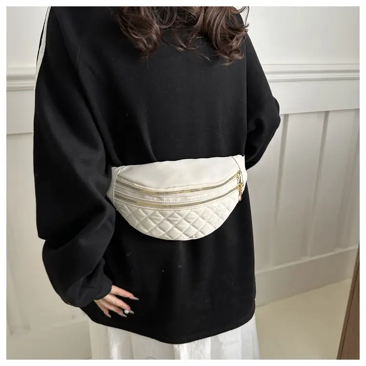 Women's Rhomboid Saddle Crossbody Bag White Nylon Spring 2024 — feature 29