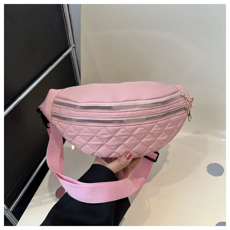 Women's Rhomboid Saddle Crossbody Bag White Nylon Spring 2024 — feature 34